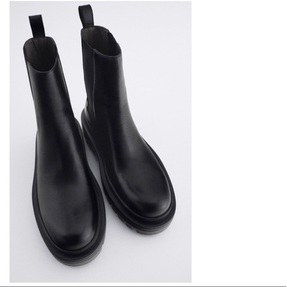 Zara Leather Lug Sole Ankle Boots - Picture 2 of 12